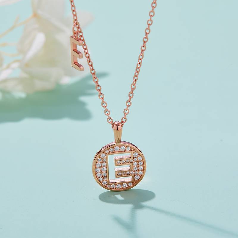 E-style pendant S925 silver plated rose gold Moissanite diamond light luxury letter necklace
